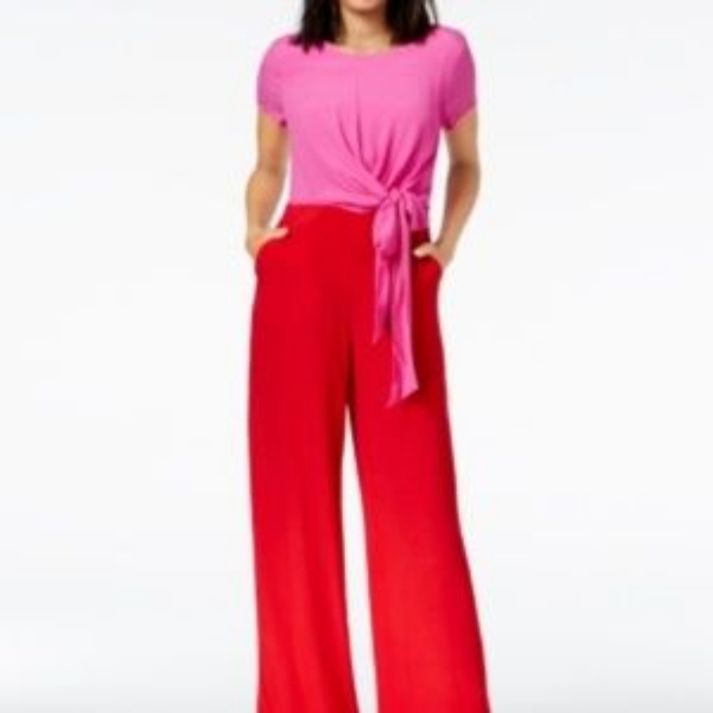 Maison Jules Colorblocked Tie-Front Jumpsuit